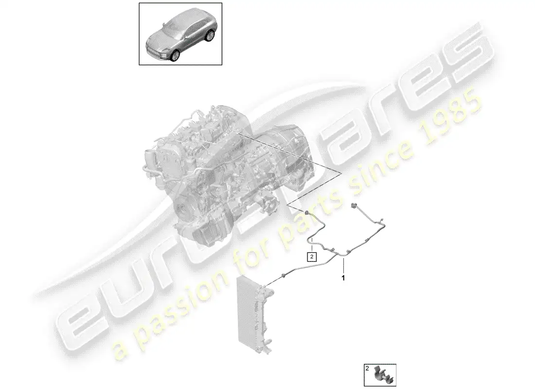 porsche 2019 (macan) water cooling parts diagram