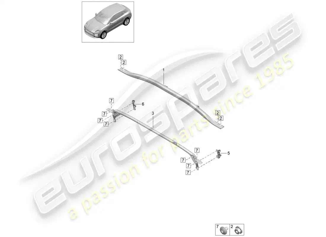 porsche 2020 (macan) dome strut part diagram