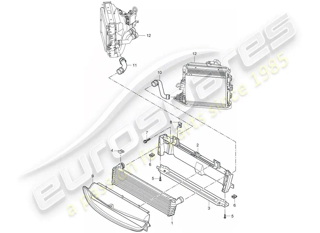 porsche 2007 (987 cayman) radiator parts diagram