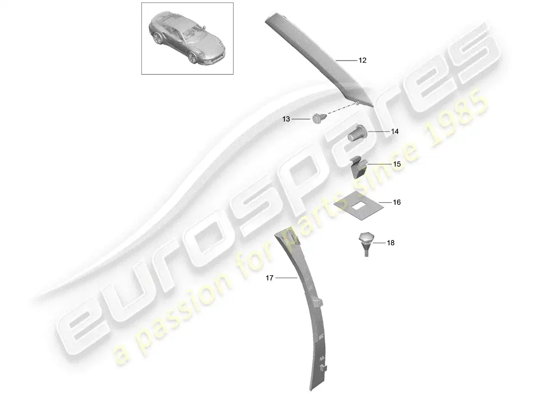 porsche 2016 (991-1 turbo) a-pillar parts diagram