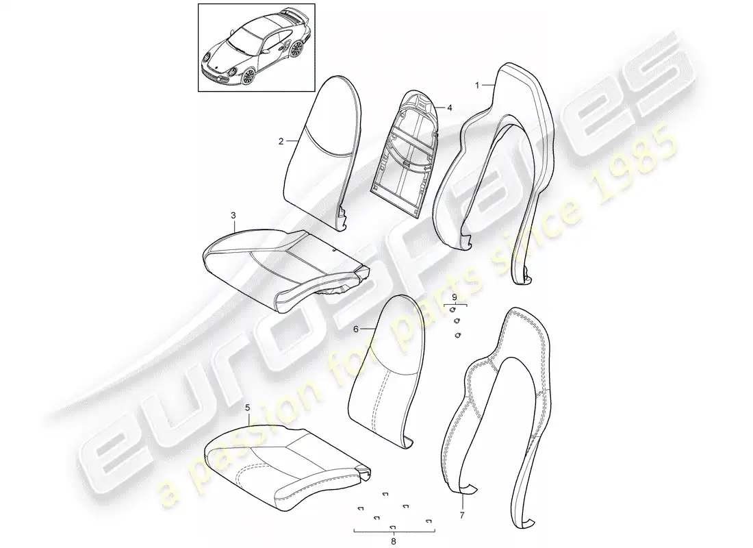 porsche 2012 (997-2 turbo / gt2 rs) foam part parts diagram