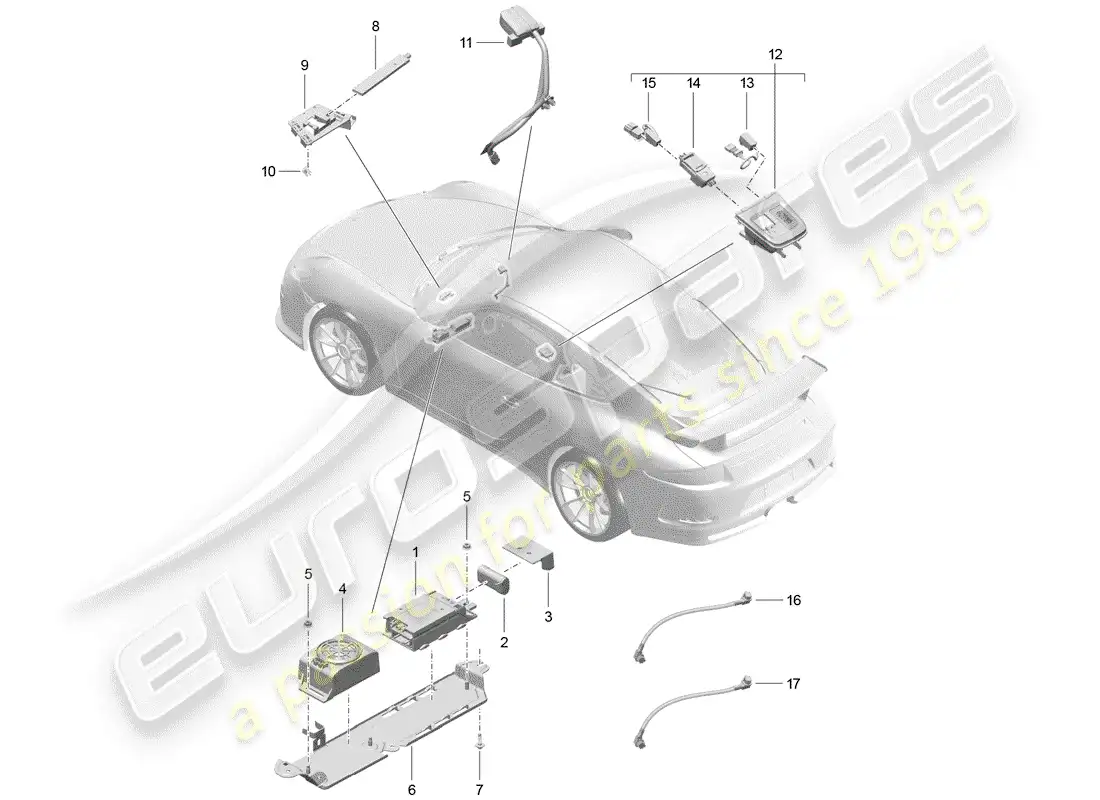 porsche 2019 (991-2 r/gt3/rs) for vehicles with telephone parts diagram