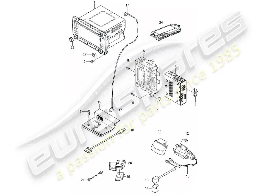porsche 2008 (cayenne e1 9pa) radio unit parts diagram