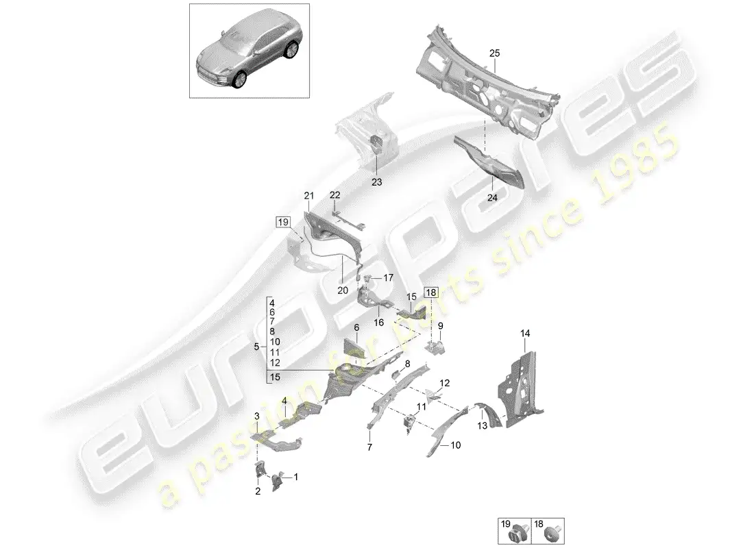 porsche 2020 (macan) front end part diagram
