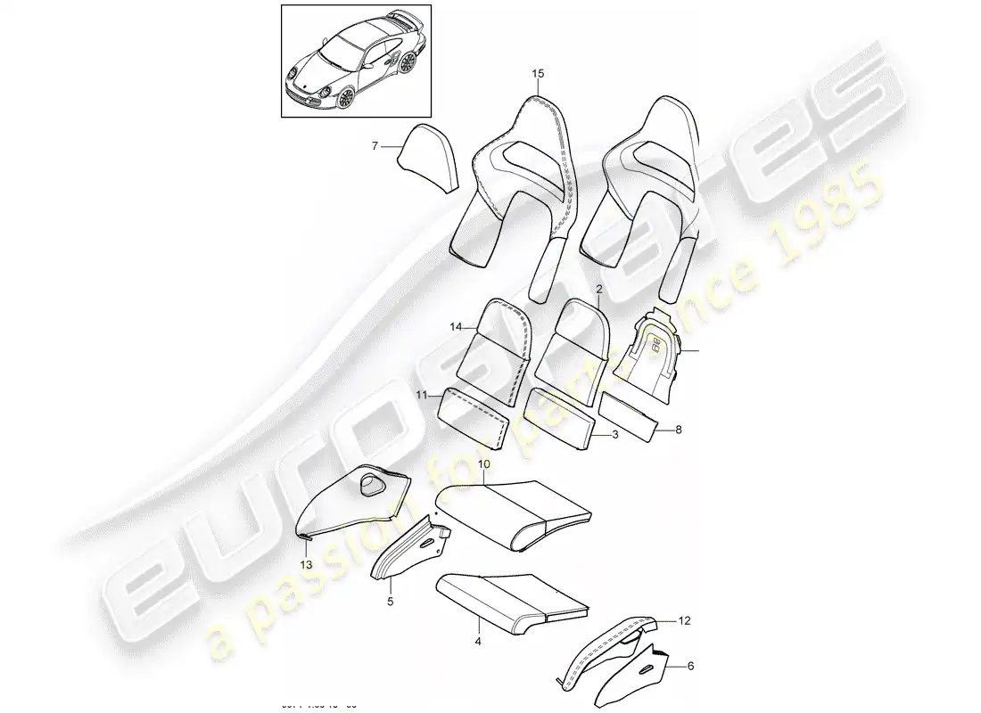 porsche 2011 (997-2 turbo / gt2 rs) foam part parts diagram