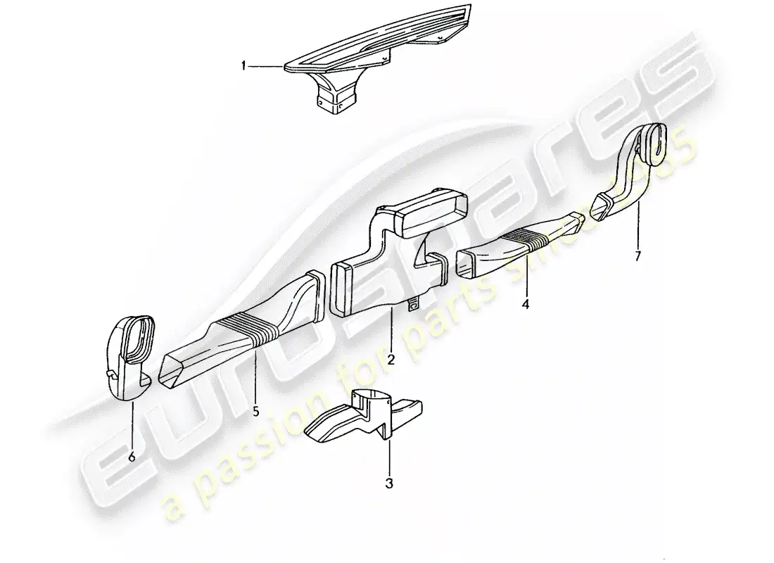 porsche 2005 (996 gt3) heater - air distributor parts diagram