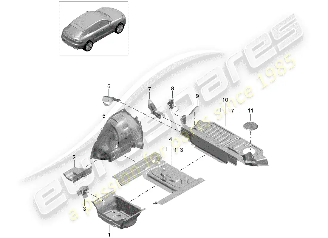 porsche 2020 (macan) floor pan part diagram