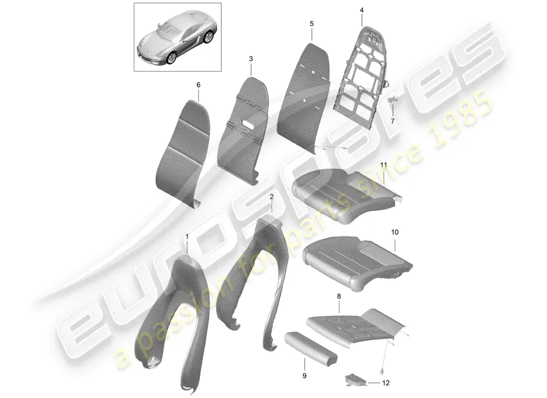 porsche 2015 (981 cayman) foam part parts diagram