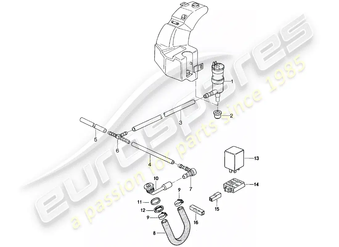 porsche 1980 (924) headlight washer system parts diagram