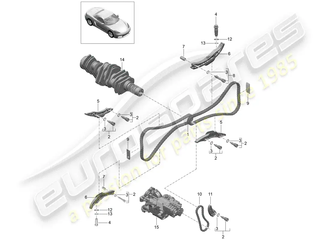porsche 2019 (718 boxster) timing chain parts diagram