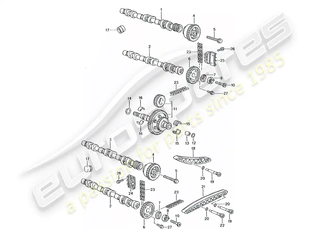 porsche 2001 (996 gt3) valve control parts diagram