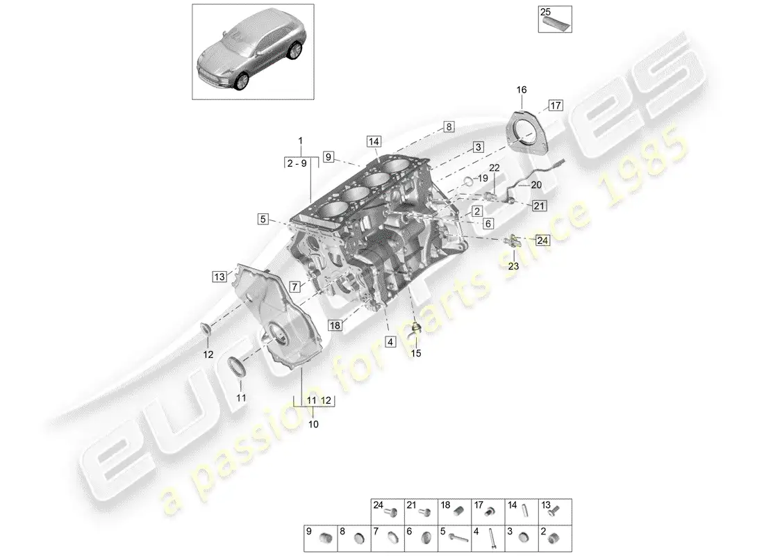 porsche 2020 (macan) crankcase parts diagram
