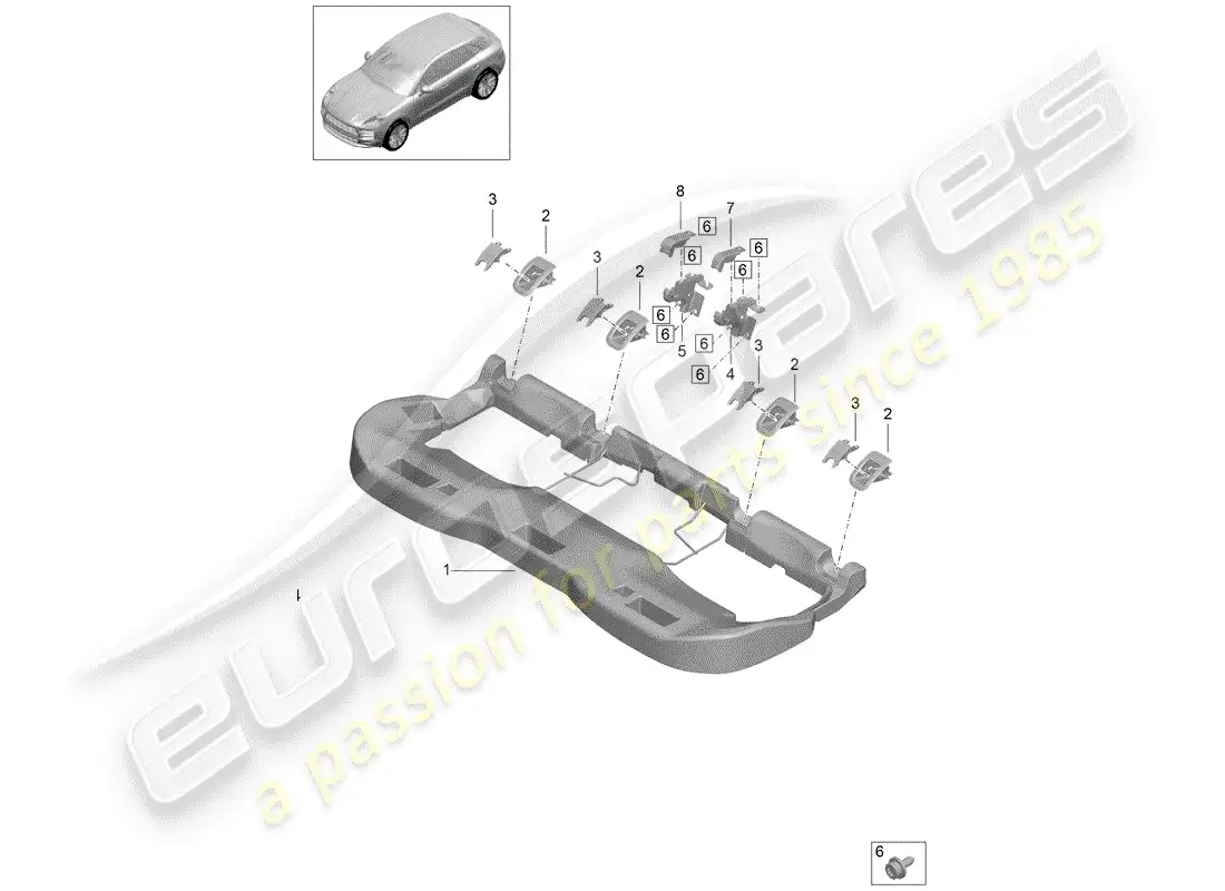 porsche 2019 (macan) rear seat parts diagram