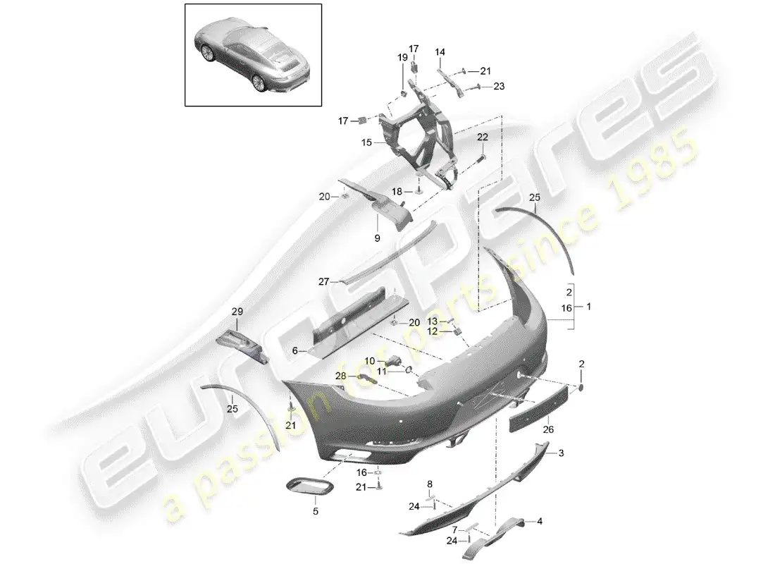 porsche 2019 (991-2) bumper parts diagram