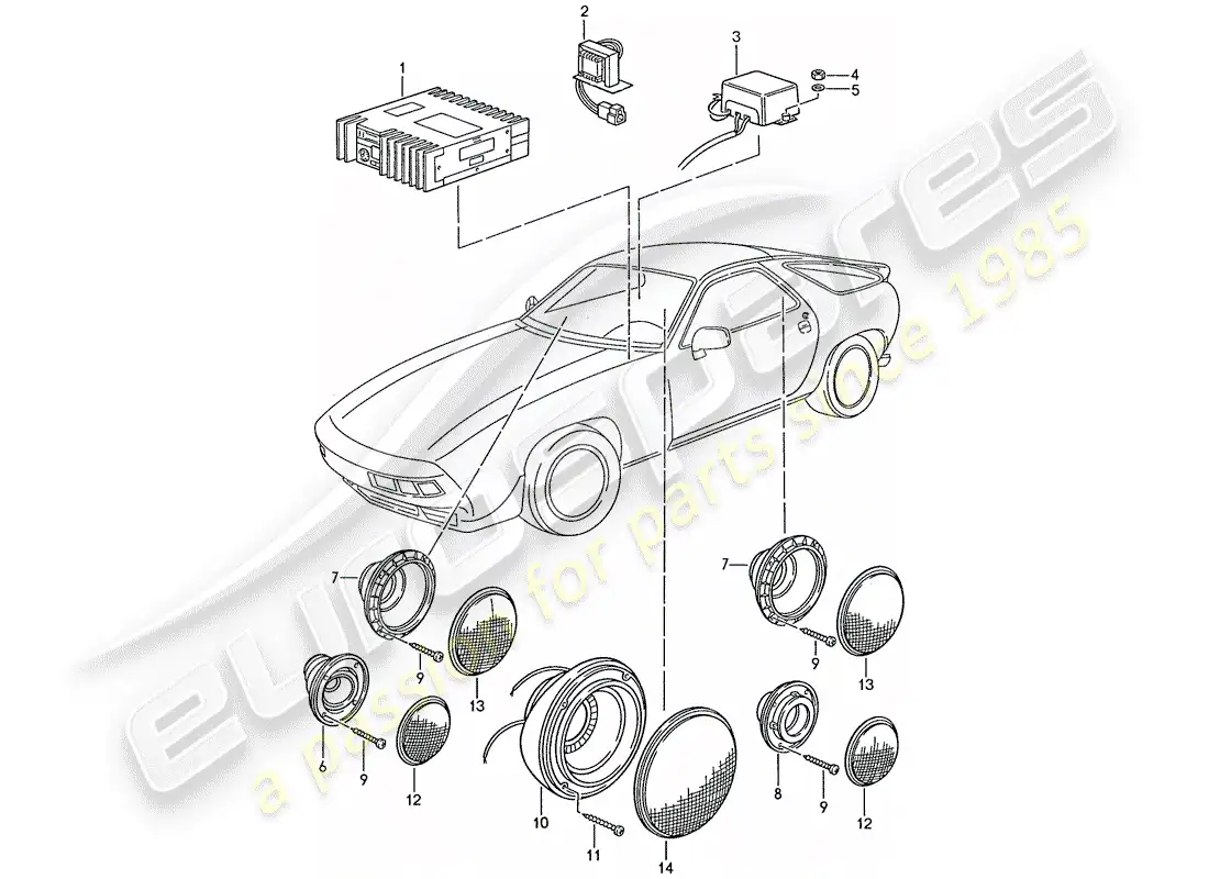 porsche 1990 (928) sound system - with: - amplifier - d - mj 1989>> parts diagram