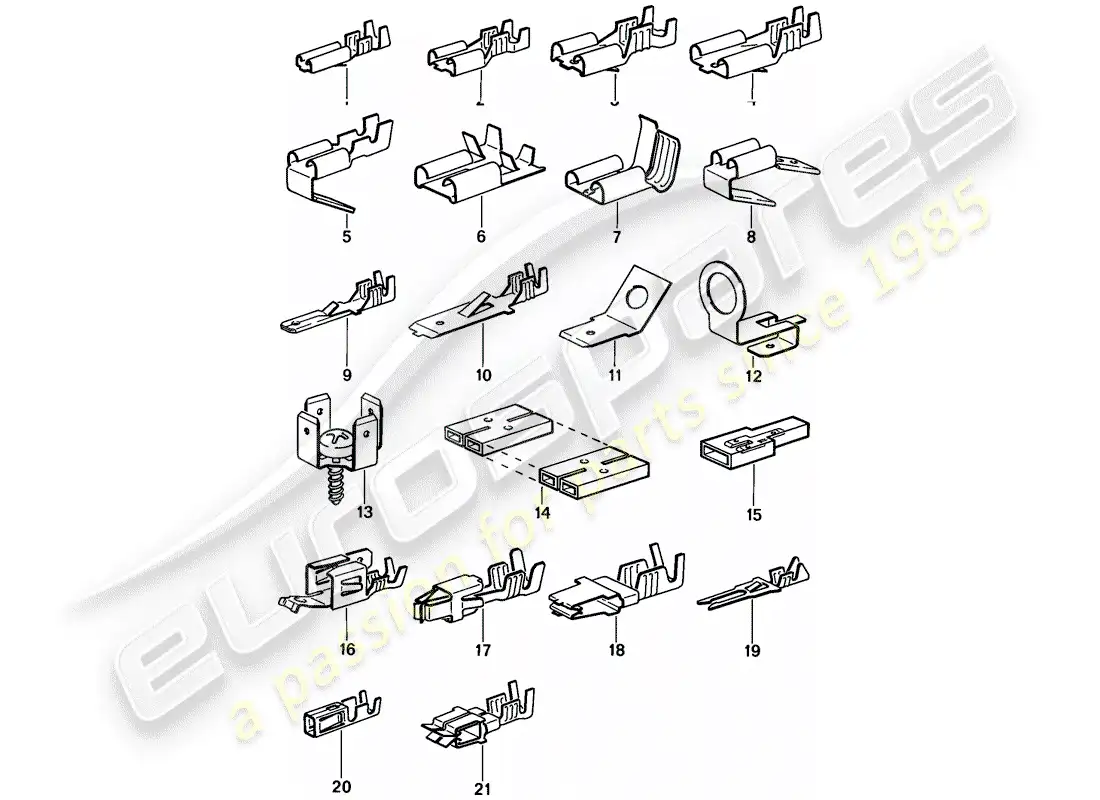 porsche 1988 (924s) male blade terminal - push-on connector parts diagram