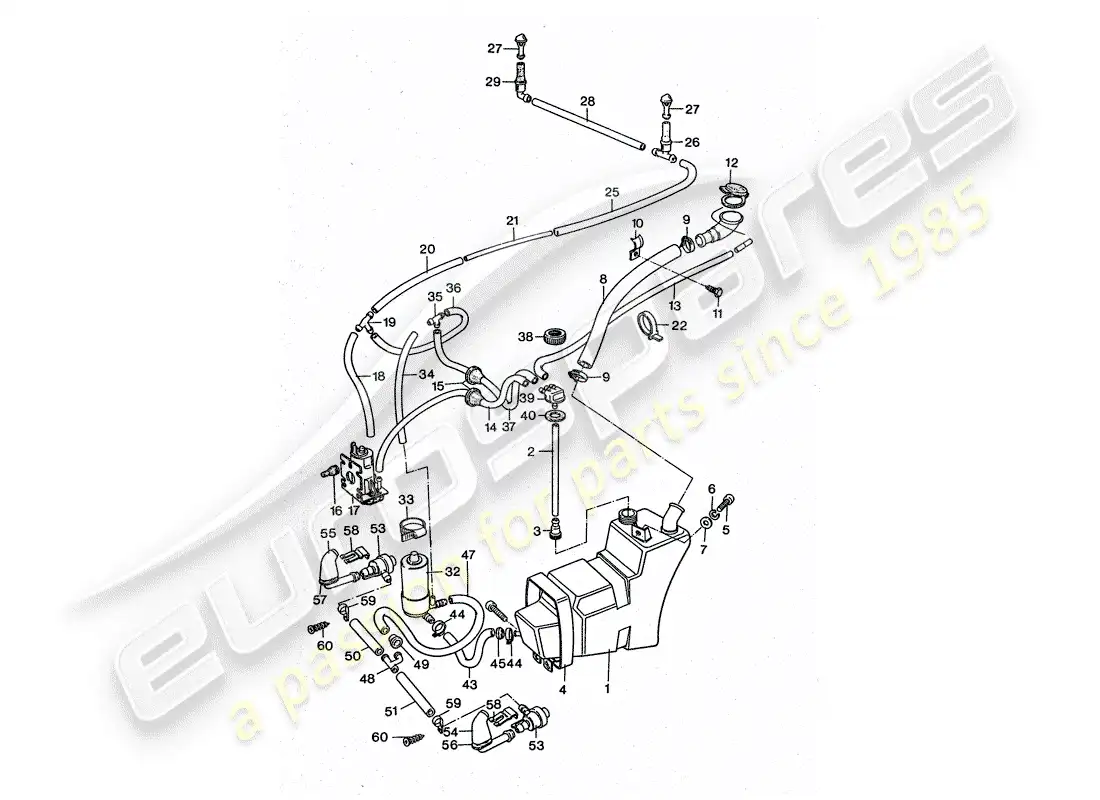 porsche 1975 (911 turbo) windshield washer unit - together with - headlight washer system parts diagram
