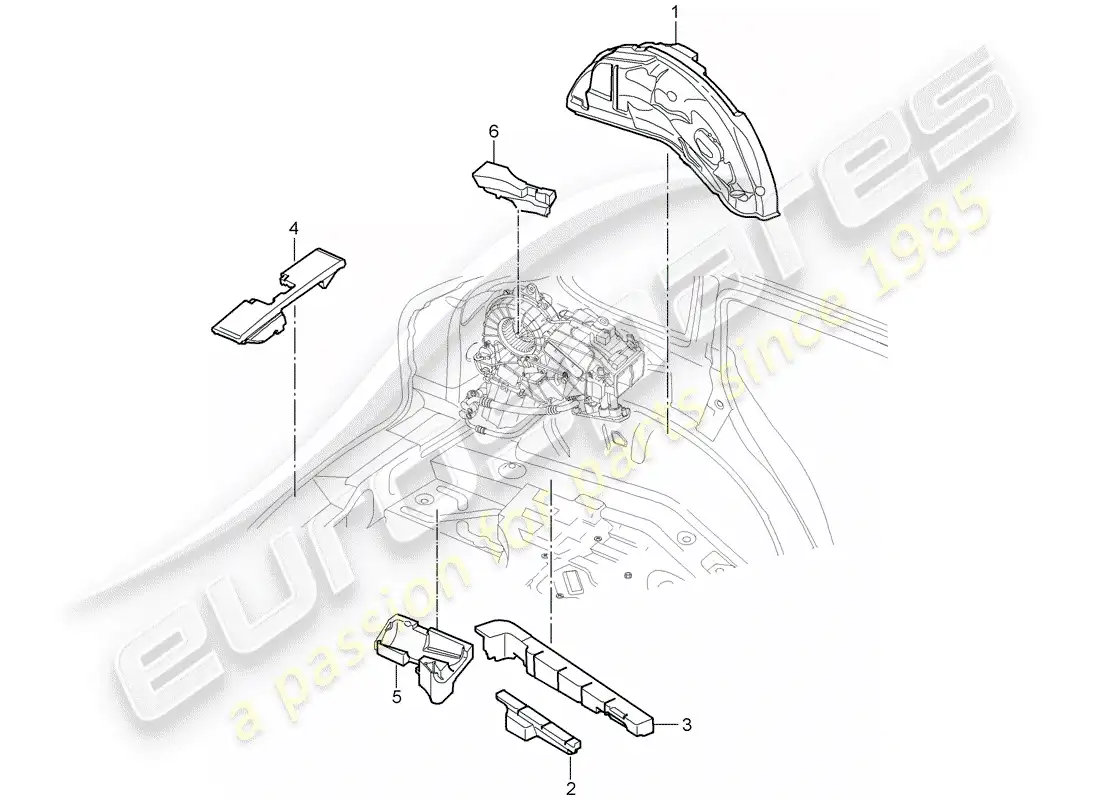 porsche 2009 (cayenne e1 9pa) sound absorber part diagram