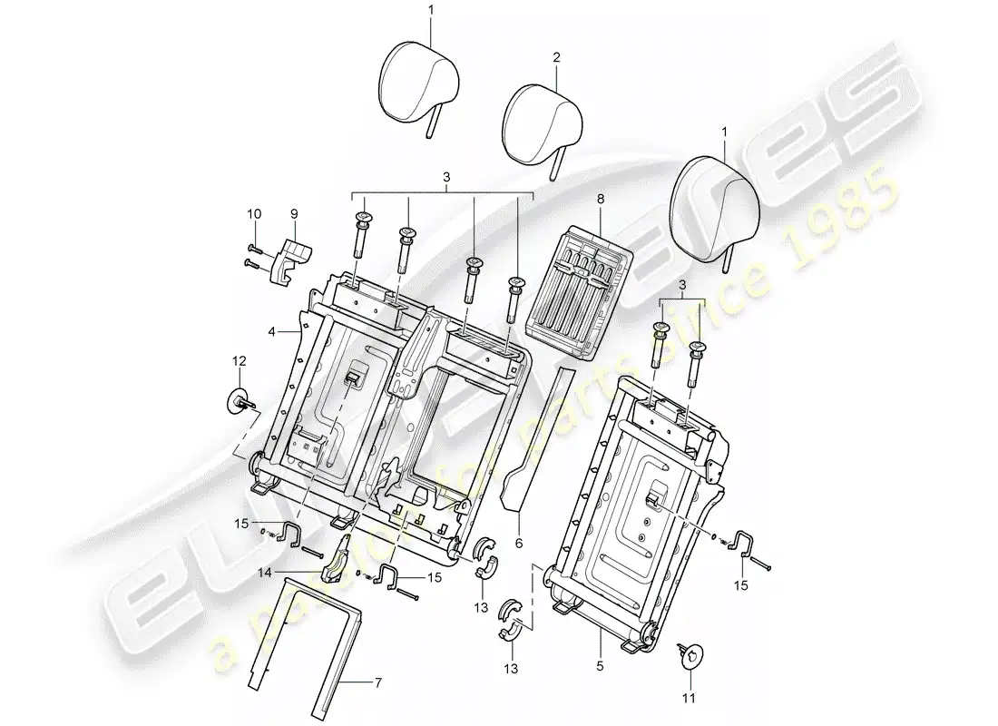 porsche 2010 (cayenne e1 9pa) headrest parts diagram