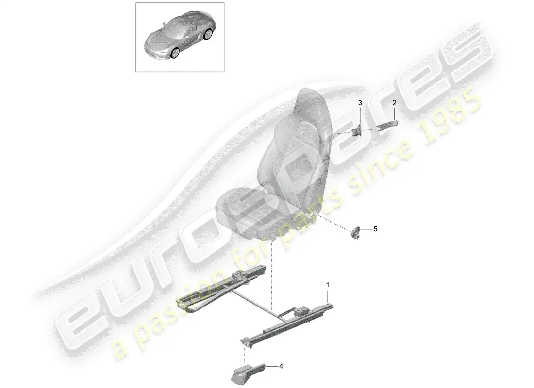 porsche 2016 (981 boxster spyder) seat parts diagram