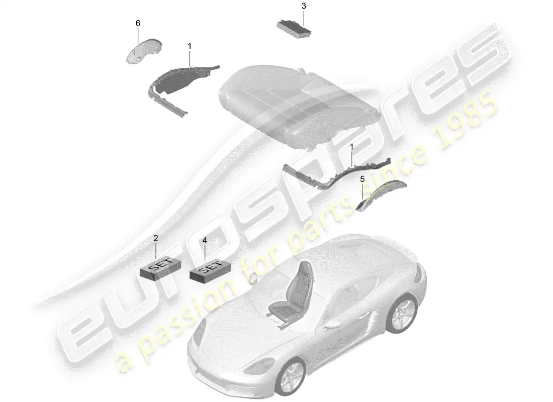 porsche 2018 (718 cayman) padding for seat parts diagram