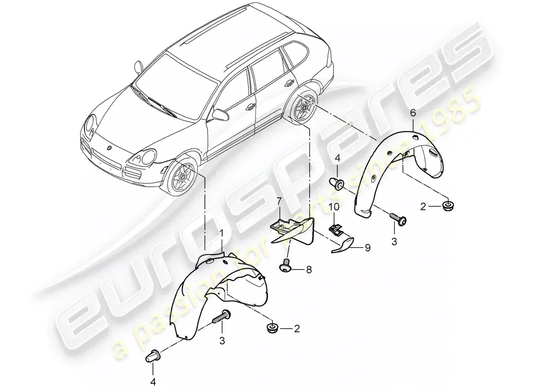 porsche 2009 (cayenne e1 9pa) lining part diagram