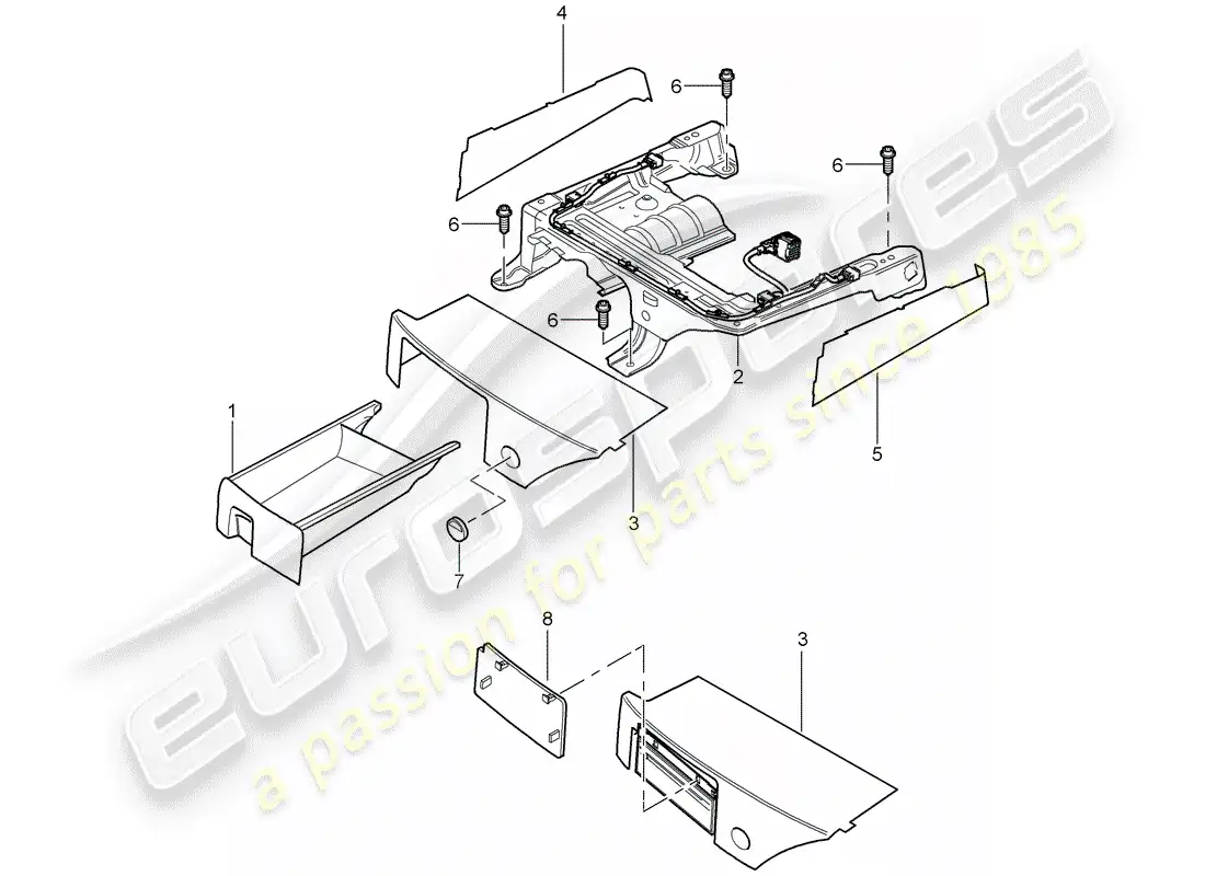 porsche 2009 (cayenne e1 9pa) seat frame part diagram