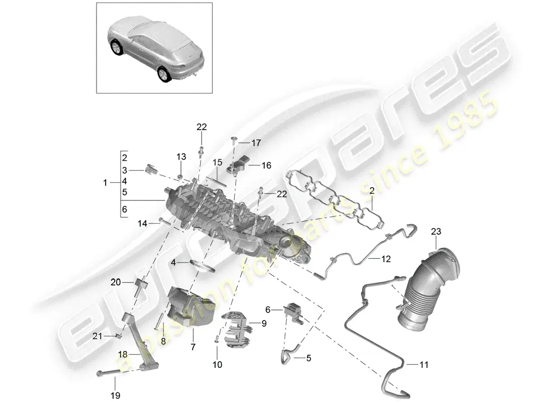 porsche 2014 (macan) intake manifold part diagram