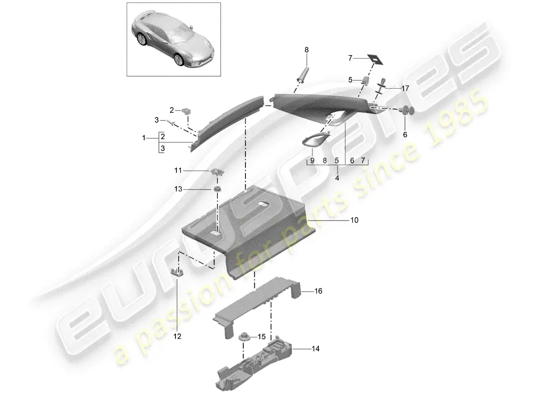 porsche 2017 (991-2 turbo) trims part diagram