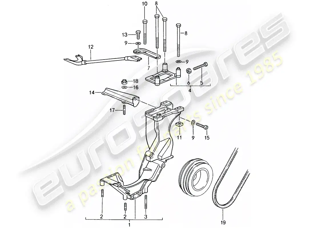 porsche 1997 (993) compressor - - mounting - driving mechanism parts diagram
