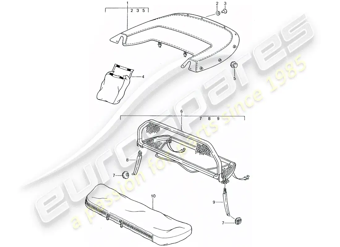 porsche 2009 (tequipment) boot cover parts diagram