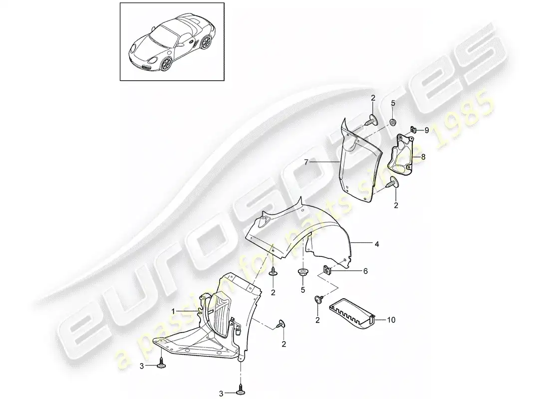 porsche 2011 (987 boxster) trims parts diagram