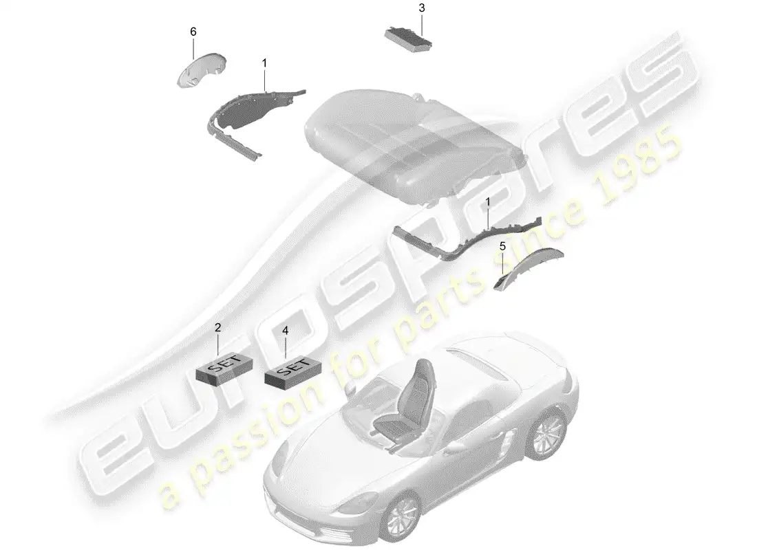 porsche 2020 (718 boxster) padding for seat parts diagram