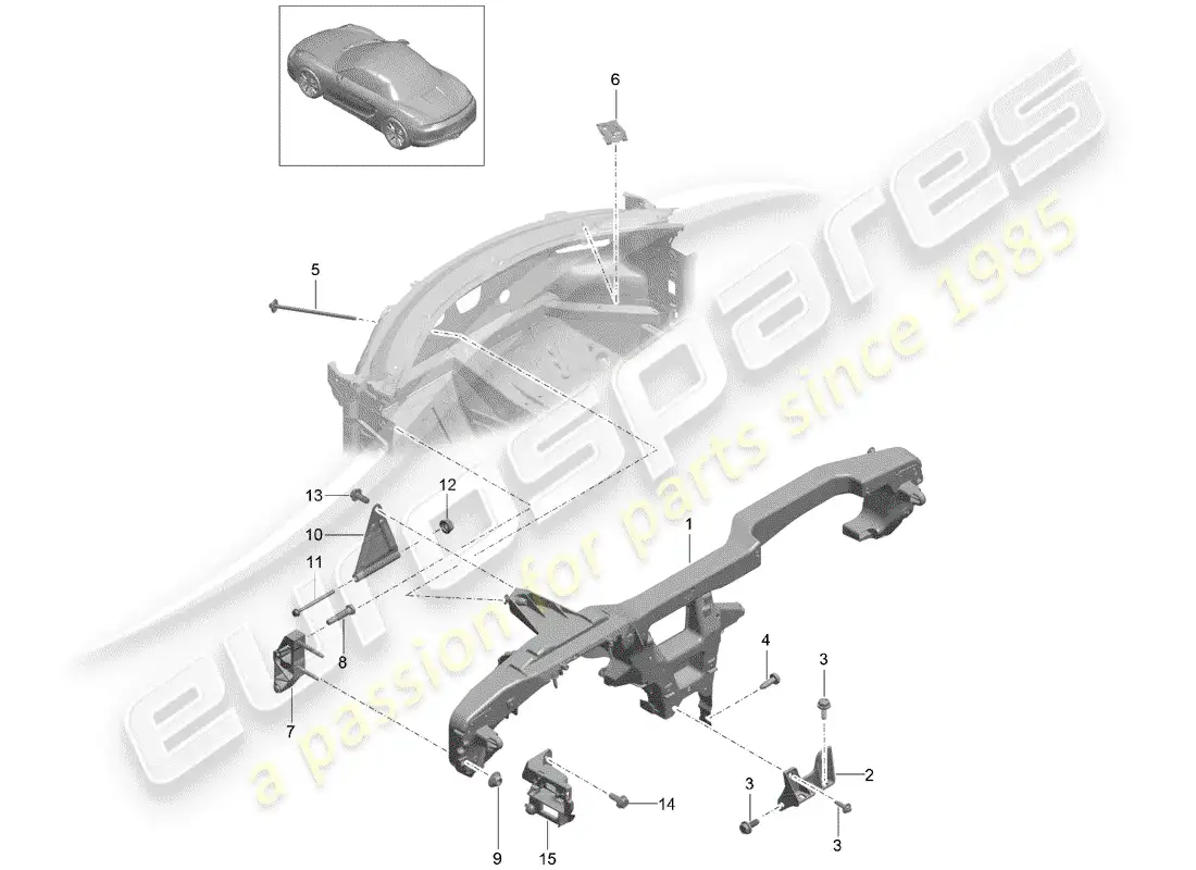 porsche 2016 (981 boxster spyder) retaining frame parts diagram