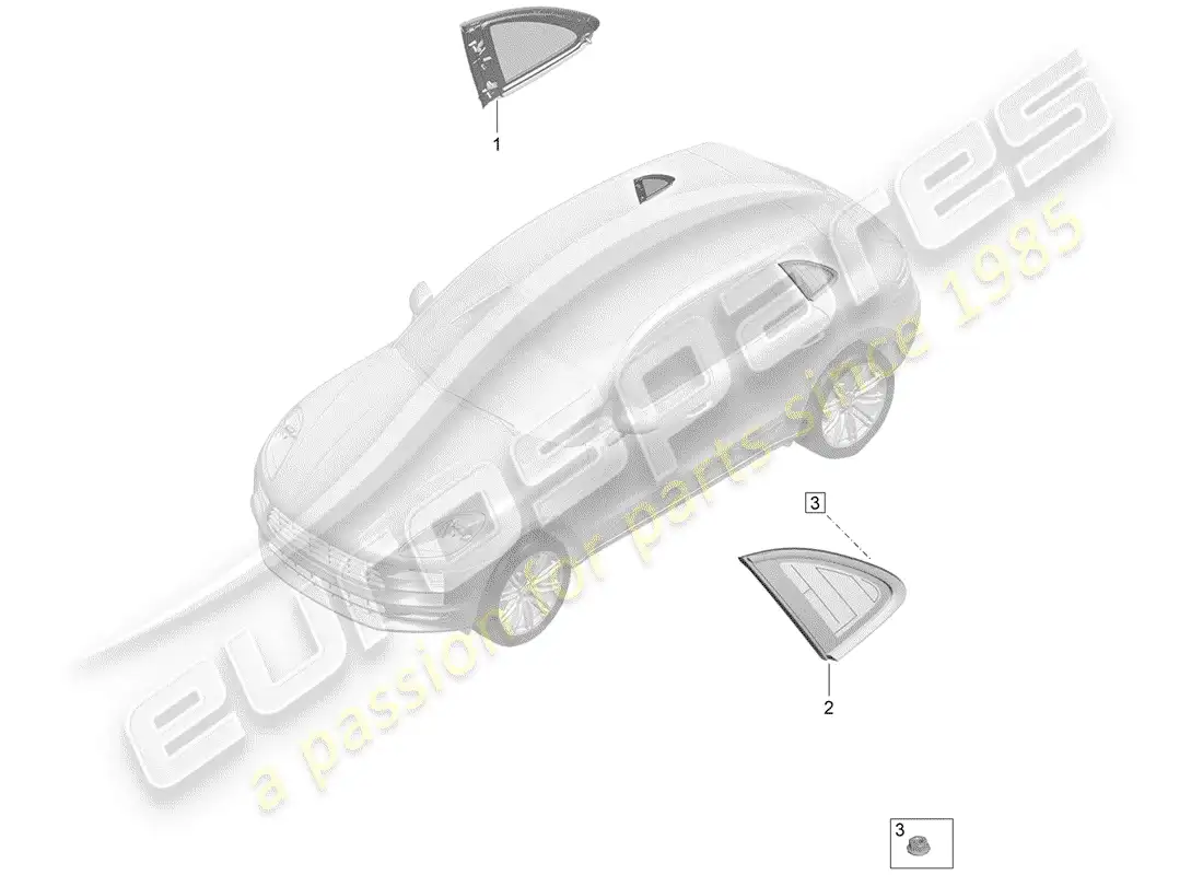 porsche 2020 (macan) side window (fixed) part diagram