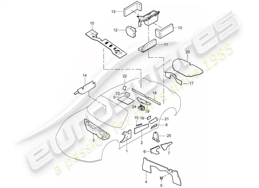 porsche 2007 (987 cayman) body shell parts diagram