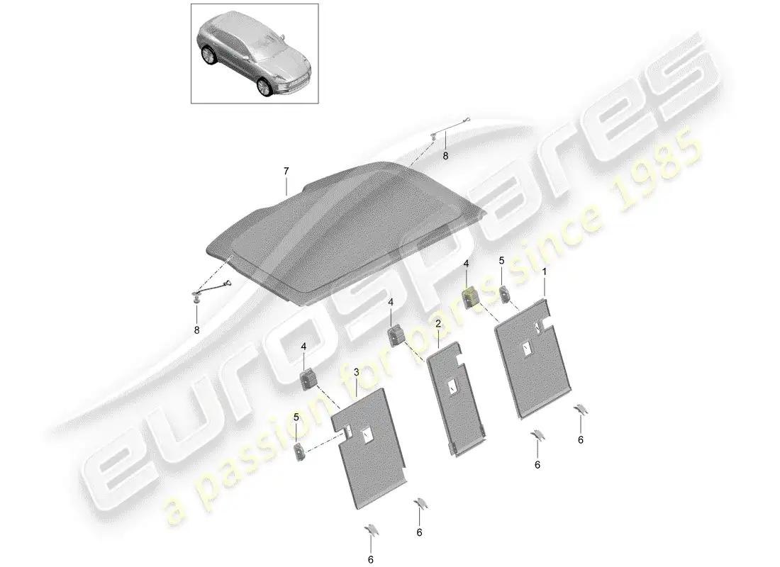 porsche 2019 (macan) lining parts diagram