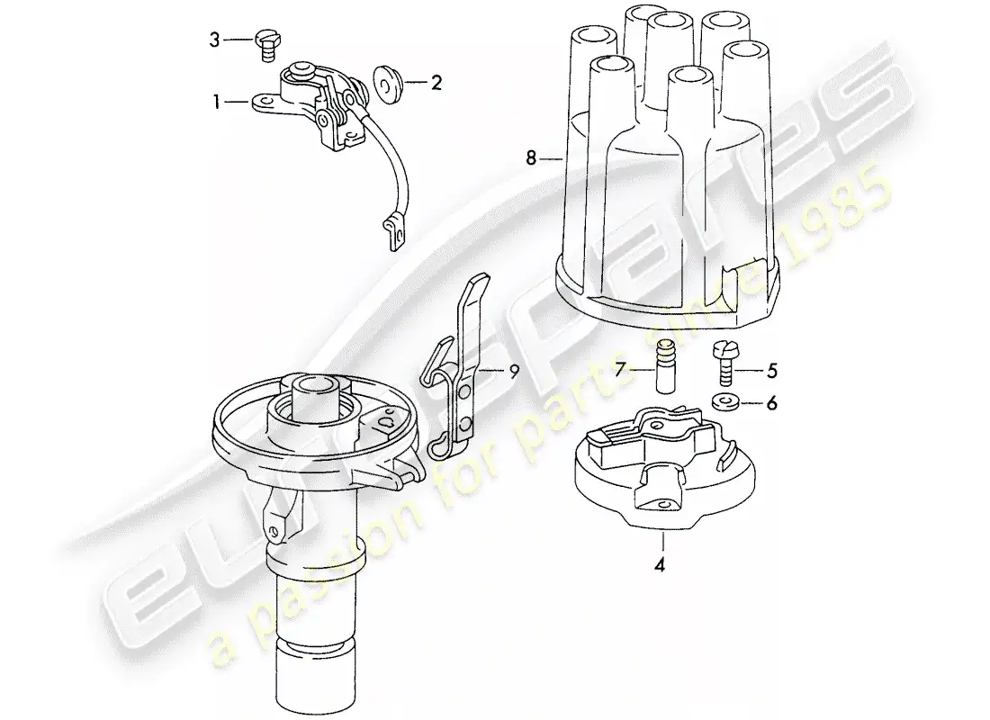 porsche 1970 (911) distributor - - marelli - - d >> - mj 1971 parts diagram
