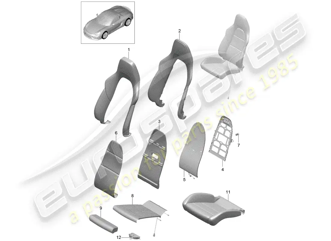 porsche 2016 (981 boxster spyder) foam part parts diagram