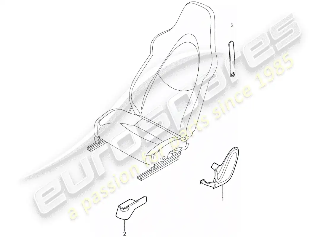 porsche 2009 (987 cayman) front seat parts diagram