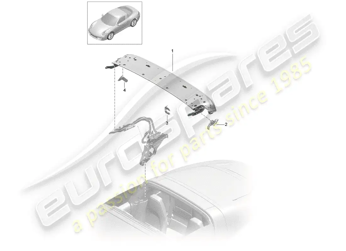 porsche 2019 (991-2) top frame parts diagram