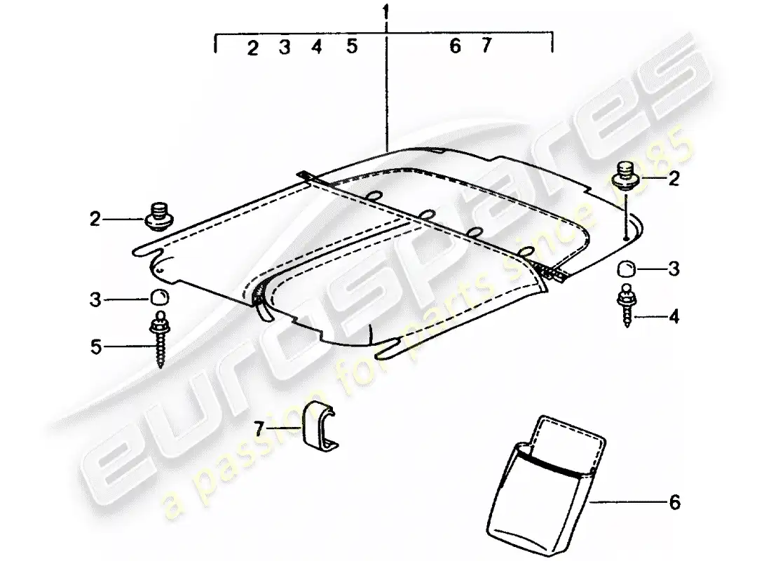 porsche 2008 (tequipment) tonneau cover parts diagram