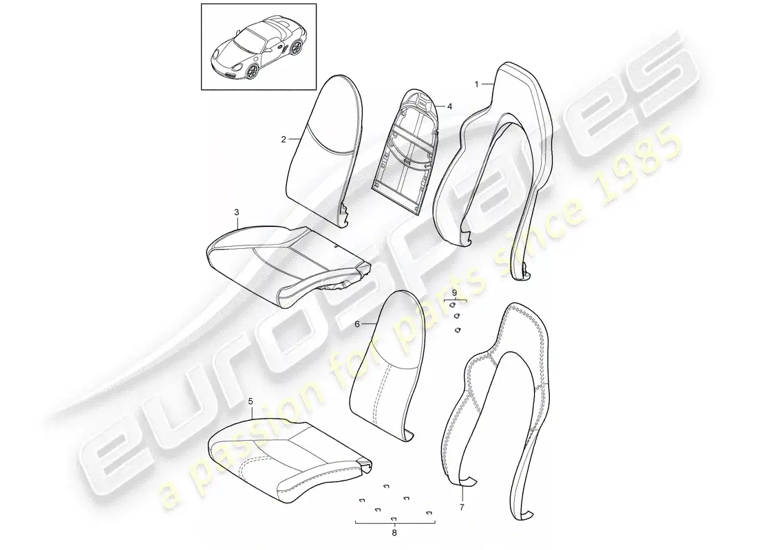 porsche 2010 (987 boxster) foam part parts diagram