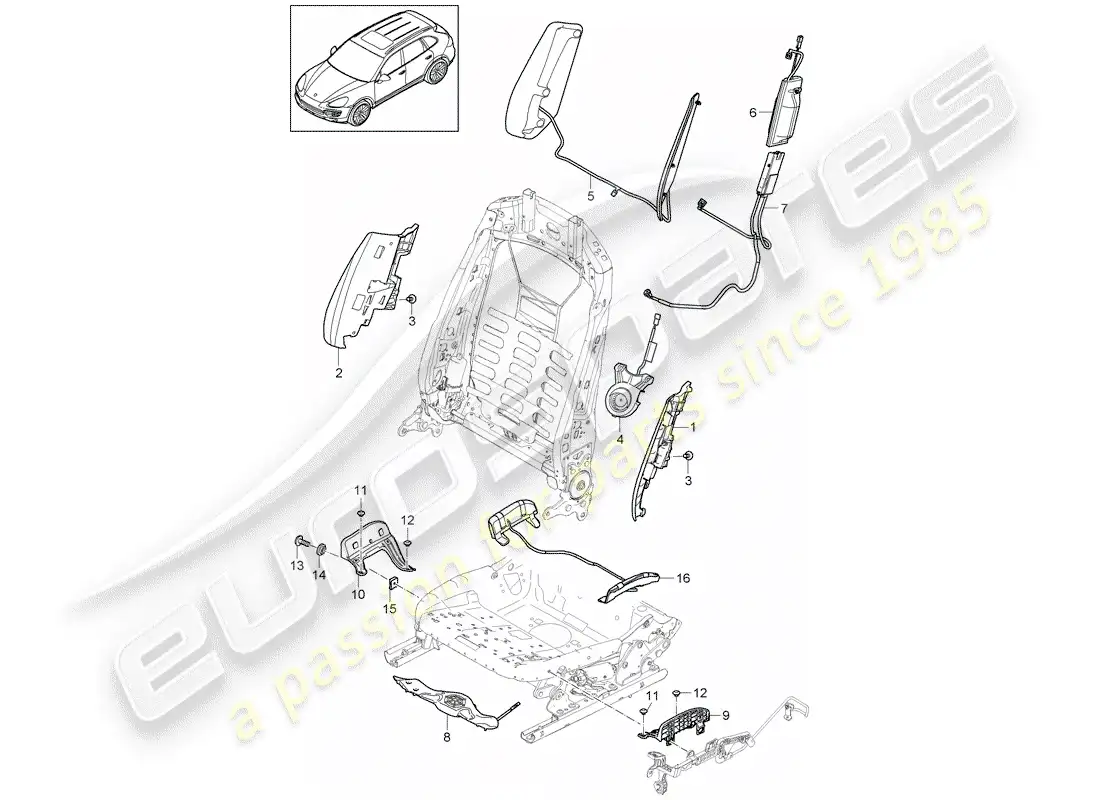 porsche 2016 (cayenne e2 92a) seat width adjustment parts diagram