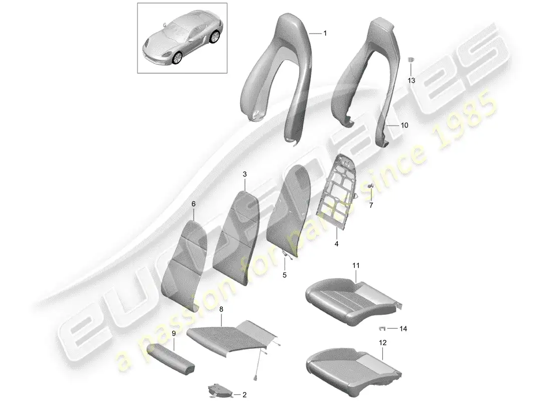 porsche 2019 (718 cayman) foam part parts diagram