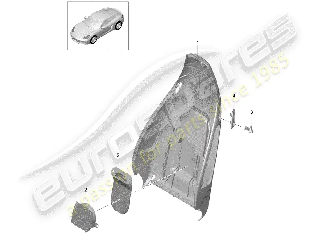 porsche 2019 (718 cayman) backrest shell parts diagram