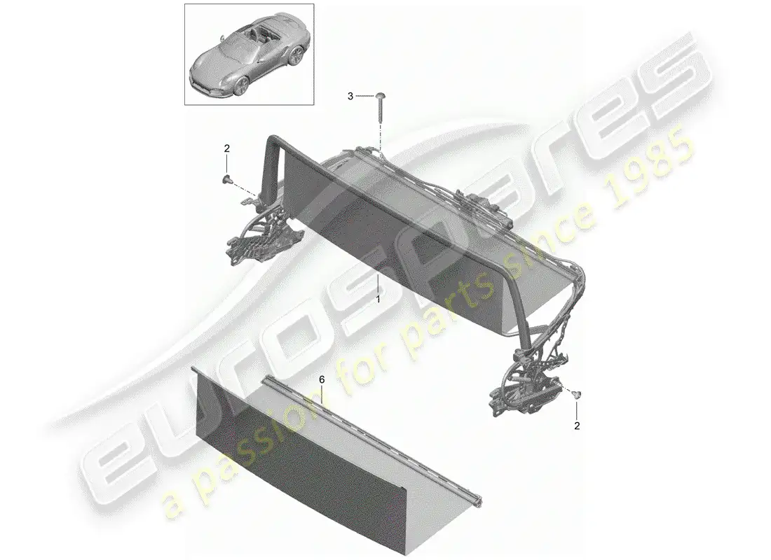 porsche 2016 (991-1 turbo) windscreen parts diagram