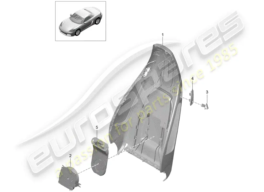 porsche 2020 (718 boxster) backrest shell parts diagram