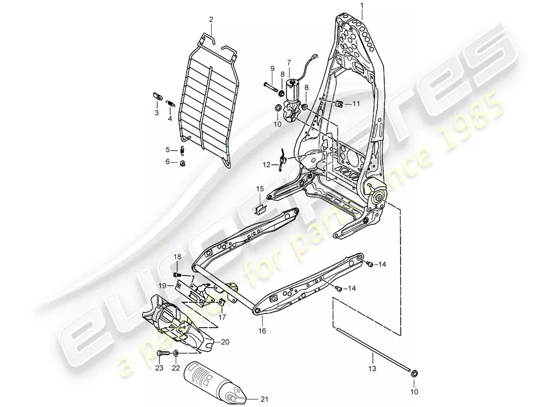 porsche 2003 (986 boxster) frame - backrest - frame for seat - standard seat - comfort seat part diagram