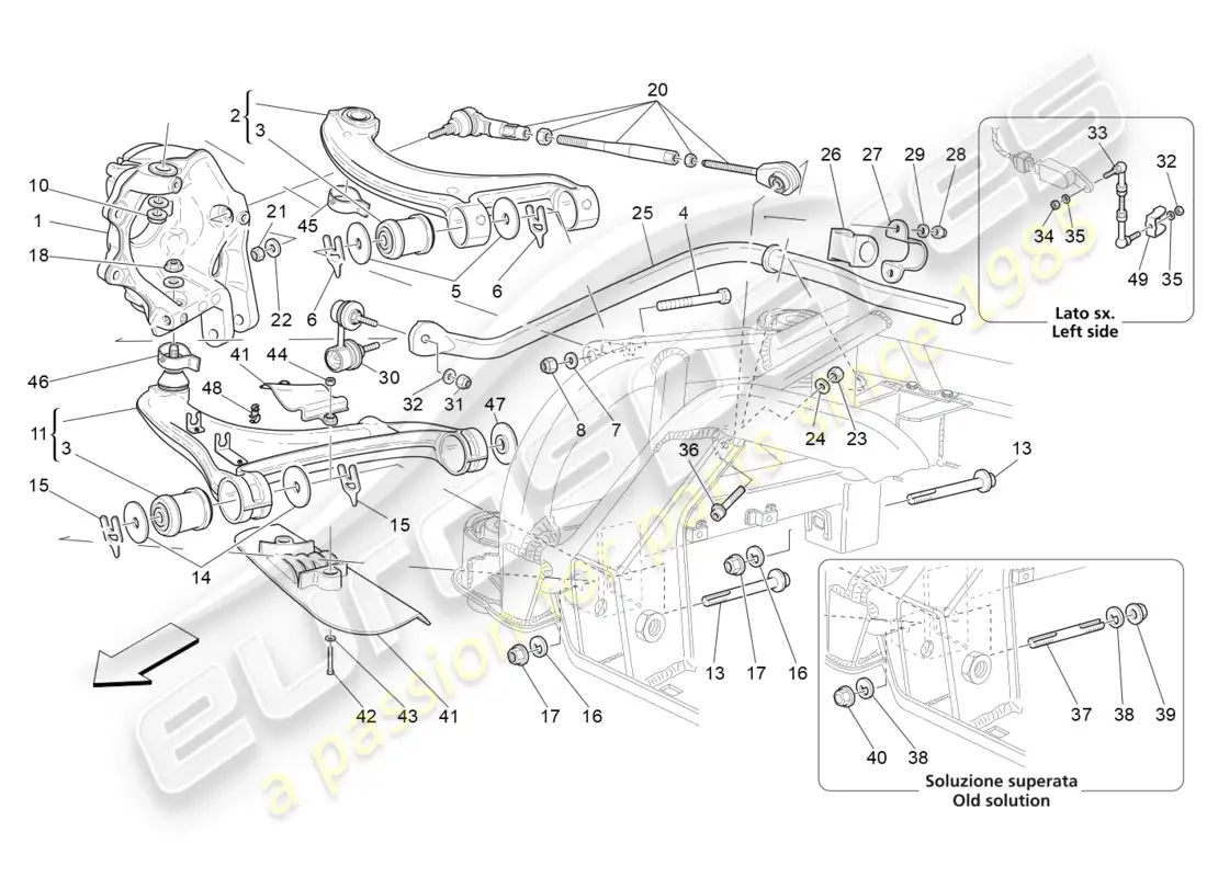 maserati granturismo (2012) rear suspension parts diagram